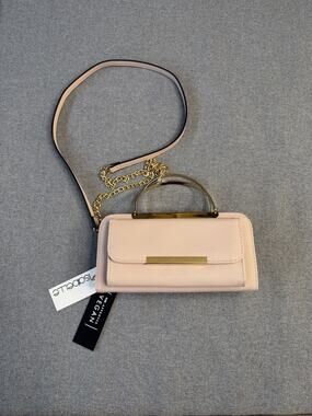 Isabelle Mini Crossbody Bag Clutch Wallet Chain Strap Gold Hardware Beige Color